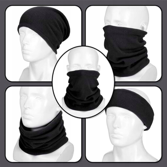 Komin ze ściągaczem POLAR uniwersalny szalik damski męski dziecięcy CZARNY