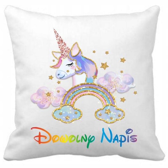 Poduszka personalizowana JEDNOROŻEC unicorn TĘCZA koń hipoalergiczna UNIC06