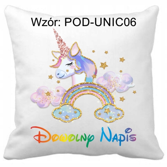 Poduszka personalizowana JEDNOROŻEC unicorn TĘCZA koń hipoalergiczna UNIC06