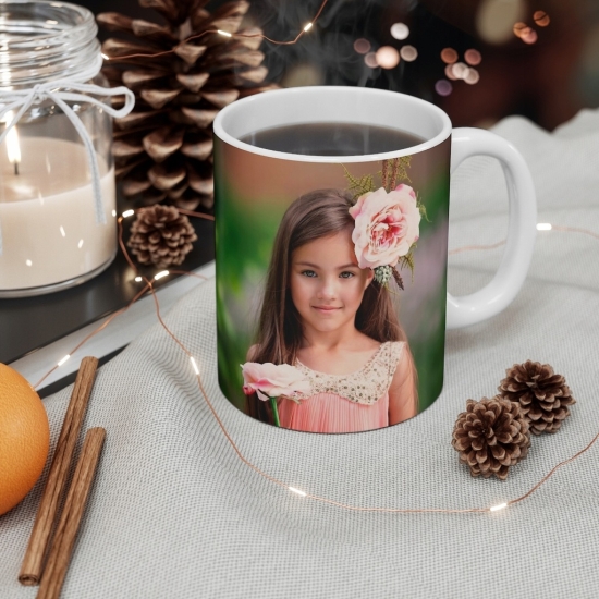 Foto kubek BIAŁY ze zdjęciem personalizowany Napis Logo Grafika pudełko GRATIS