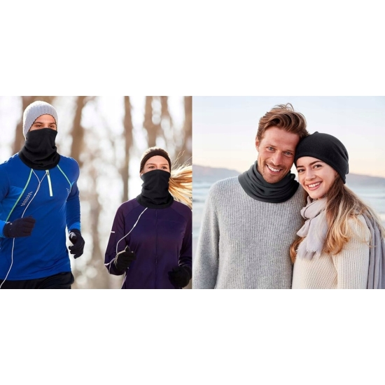 Komin ze ściągaczem POLAR uniwersalny szalik damski męski dziecięcy CZARNY