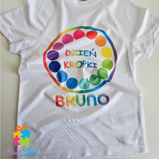 Koszulka Personalizowana damska DZIEŃ KROPKI z napisem imieniem T-shirt damski męski dziecięcy