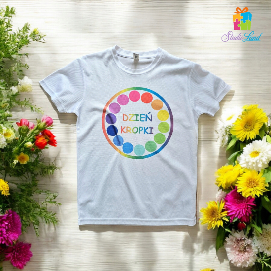 Koszulka Personalizowana damska DZIEŃ KROPKI z napisem imieniem T-shirt damski męski dziecięcy