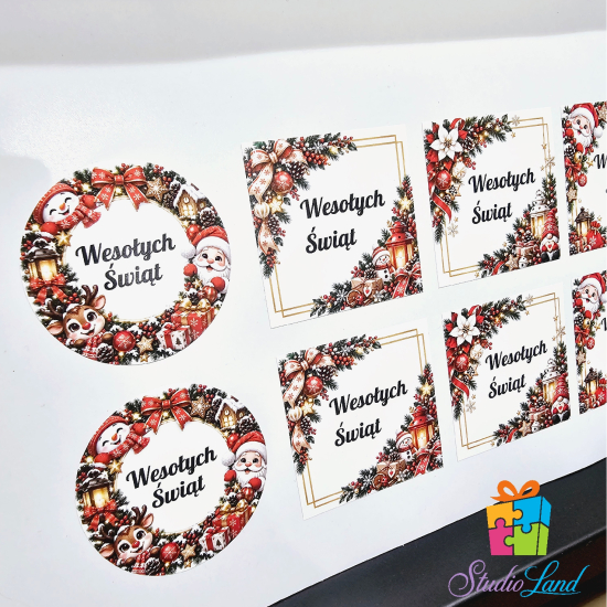 Naklejki z własnym nadrukiem napisem LOGO personalizowane 5 cm 23 szt