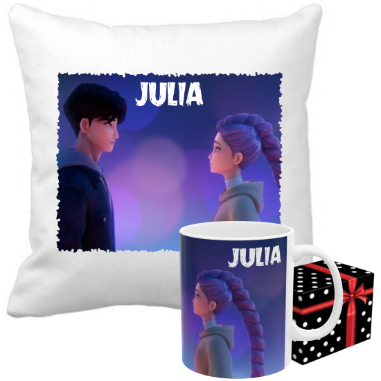 ZESTAW Personalizowany Kubek PODUSZKA KPop DEMON HUNTERS Huntrix Saja Boys z imieniem RÓŻNE WZORY