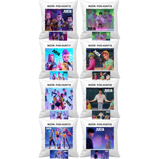 ZESTAW Personalizowany Kubek PODUSZKA KPop DEMON HUNTERS Huntrix Saja Boys z imieniem RÓŻNE WZORY