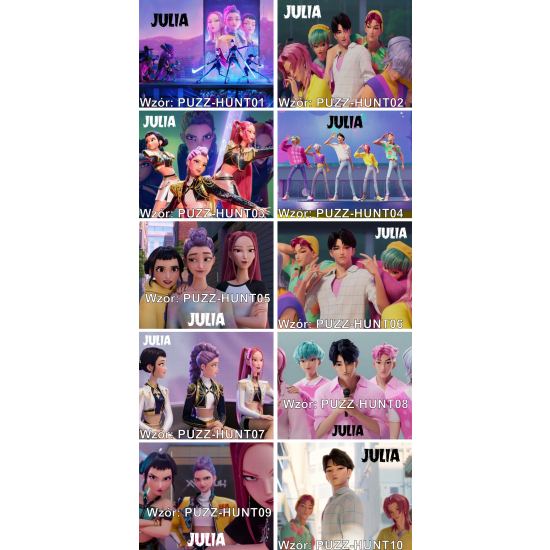 Puzzle A3 A4 HUNTRIX Kpop Demon Hunters Personalizowane z Dowolnym Napisem Imieniem Dużo Wzorów Saja Boys