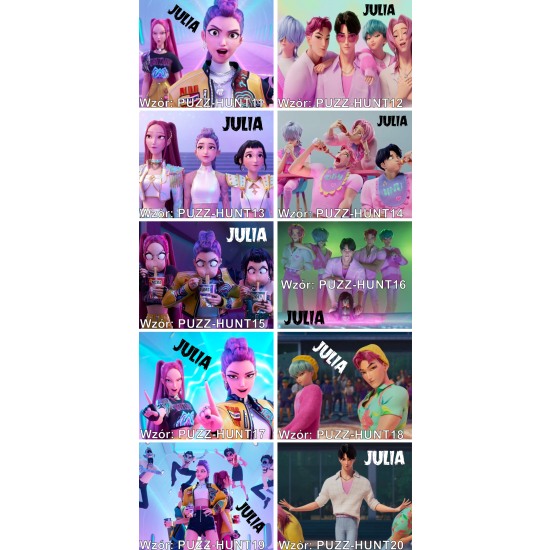 Puzzle A3 A4 HUNTRIX Kpop Demon Hunters Personalizowane z Dowolnym Napisem Imieniem Dużo Wzorów Saja Boys