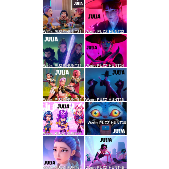 Puzzle A3 A4 HUNTRIX Kpop Demon Hunters Personalizowane z Dowolnym Napisem Imieniem Dużo Wzorów Saja Boys