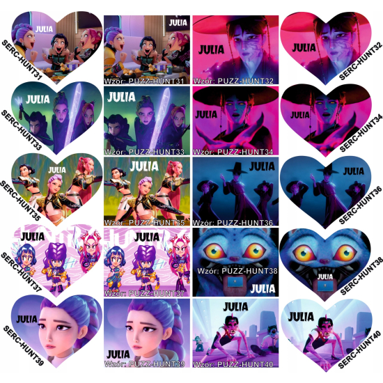 Puzzle w kształcie serca A3 A4 HUNTRIX Kpop Demon Hunters Personalizowane z Dowolnym Napisem Imieniem Dużo Wzorów Saja Boys
