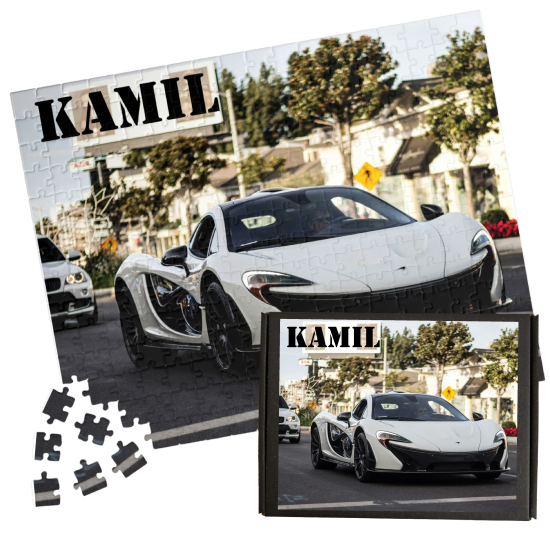 Puzzle A3 A4 SAMOCHODY Personalizowane z Dowolnym Napisem Imieniem Dużo Wzorów z samochodami