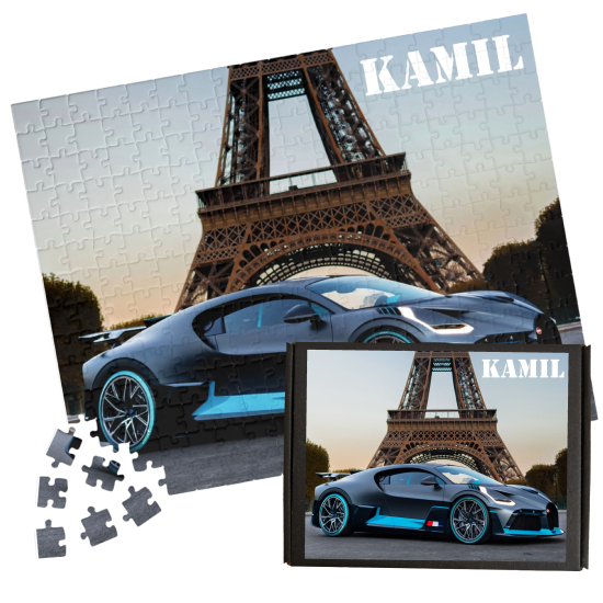 Puzzle A3 A4 SAMOCHODY Personalizowane z Dowolnym Napisem Imieniem Dużo Wzorów z samochodami