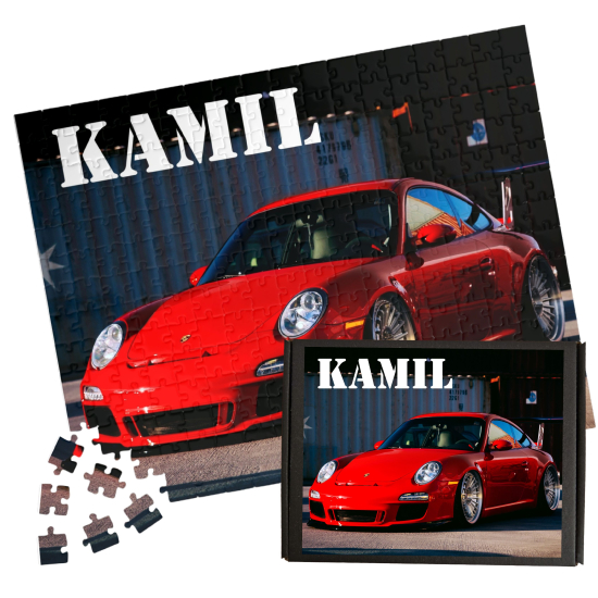 Puzzle A3 A4 SAMOCHODY Personalizowane z Dowolnym Napisem Imieniem Dużo Wzorów z samochodami