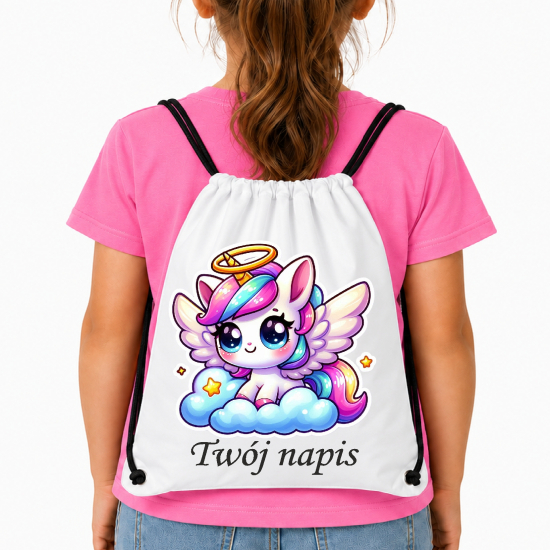 Worek Personalizowany JEDNOROŻEC z Jednorożcem kucykiem z Dowolnym Napisem Imieniem W29