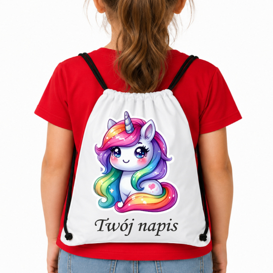Worek Personalizowany JEDNOROŻEC z Jednorożcem kucykiem z Dowolnym Napisem Imieniem W37