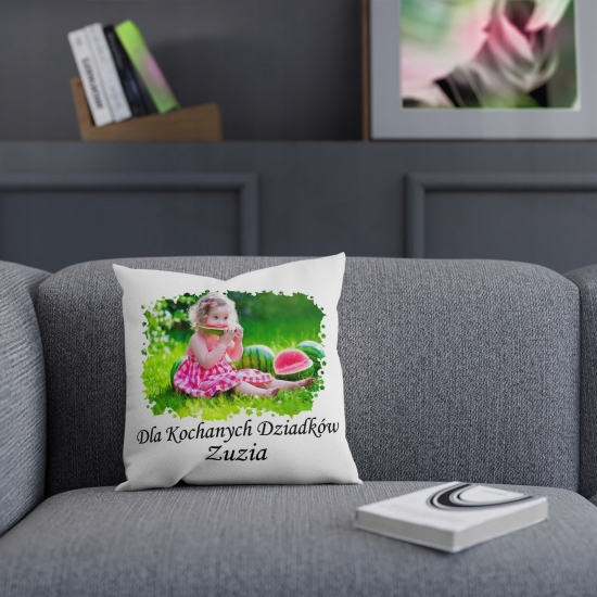 Poduszka z Dowolnym Nadrukiem Zdjęciem Napisem Grafiką Mikrofibra Wzory