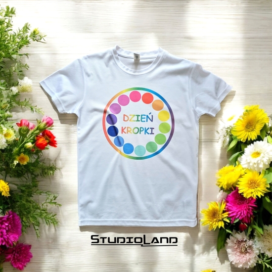 Koszulka Personalizowana DZIEŃ KROPKI z napisem imieniem T-shirt damski męski dziecięcy