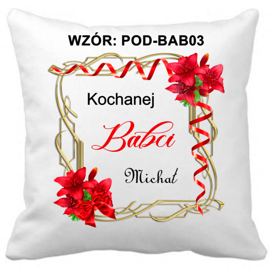 Poduszka na DZIEŃ BABCI Personalizowana Z Imieniem Dedykacją hipoalergiczna POD-BAB03