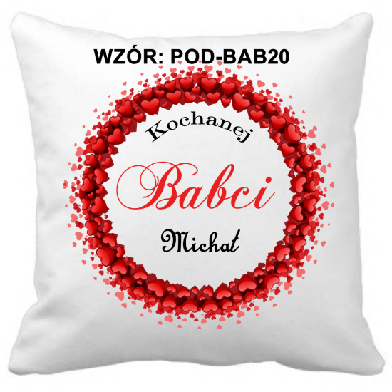 Poduszka na DZIEŃ BABCI Personalizowana Z Imieniem Dedykacją hipoalergiczna POD-BAB20