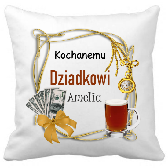 Poduszka na DZIEŃ DZIADKA Personalizowana Z Imieniem Dedykacją hipoalergiczna POD-DZI04