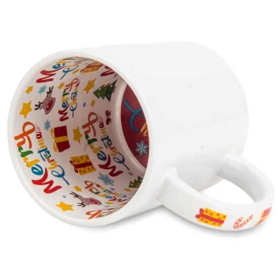 Foto kubek wnętrze MERRY CHRISTMAS ze zdjęciem personalizowany Napis Logo Grafika pudełko GRATIS