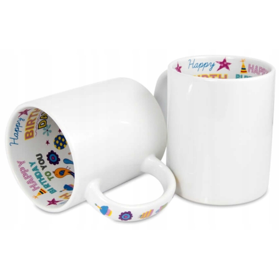 Foto kubek wnętrze HAPPY BIRTHDAY ze zdjęciem personalizowany Napis Logo Grafika pudełko GRATIS