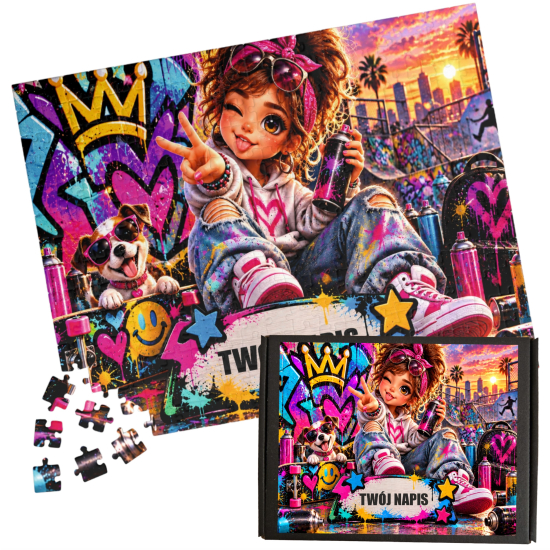 Puzzle Personalizowane HIP HOP graffiti taniec A3 A4 z Dowolnym Napisem Imieniem na prezent Różne Wzory 03
