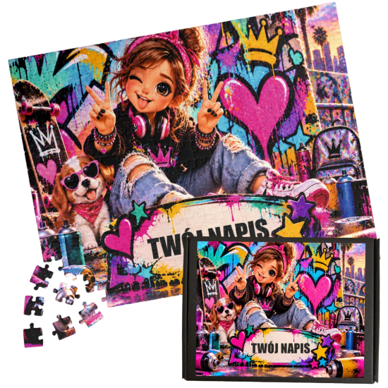 Puzzle Personalizowane HIP HOP graffiti taniec A3 A4 z Dowolnym Napisem Imieniem na prezent Różne Wzory 07