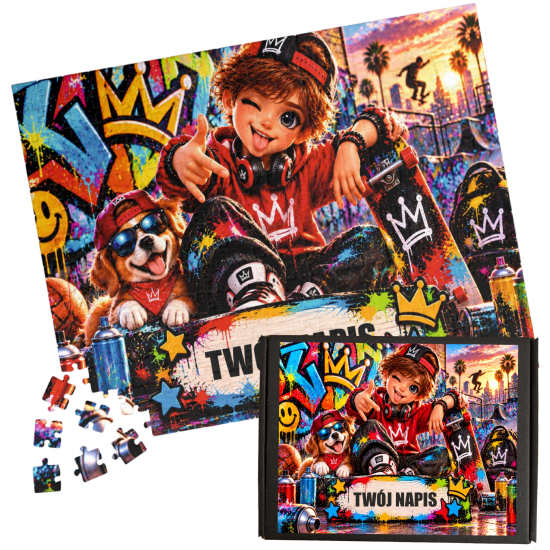 Puzzle Personalizowane HIP HOP graffiti taniec A3 A4 z Dowolnym Napisem Imieniem na prezent Różne Wzory 08
