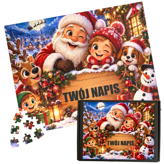 Puzzle Personalizowane ŚWIĘTA BOŻEGO NARODZENIA MIKOŁAJKI A3 A4 z Dowolnym Napisem Imieniem na prezent Różne Wzory 40
