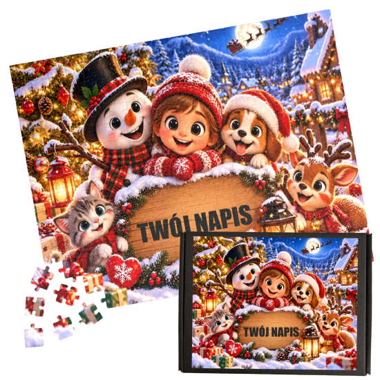 Puzzle Personalizowane ŚWIĘTA BOŻEGO NARODZENIA MIKOŁAJKI A3 A4 z Dowolnym Napisem Imieniem na prezent Różne Wzory 45